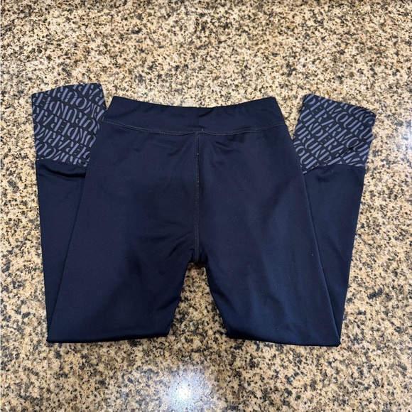 Under Armour Kids Black Leggings with Pink Logo Kids 6X - Picture 3 of 4